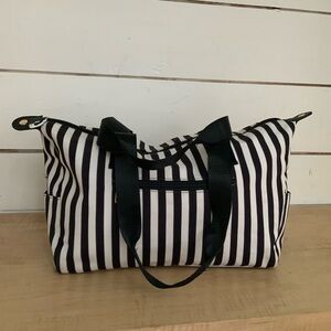 Alice & Olivia black and white striped duffel bag